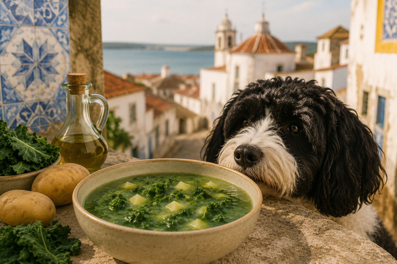Vivid green vegetable soup served in a white ceramic bowl