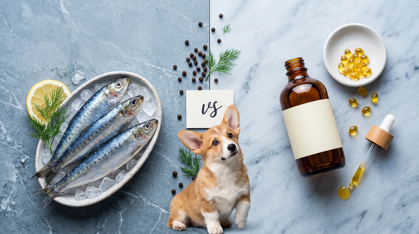 Tinned sardines in spring water — omega-3 comparison for dogs
