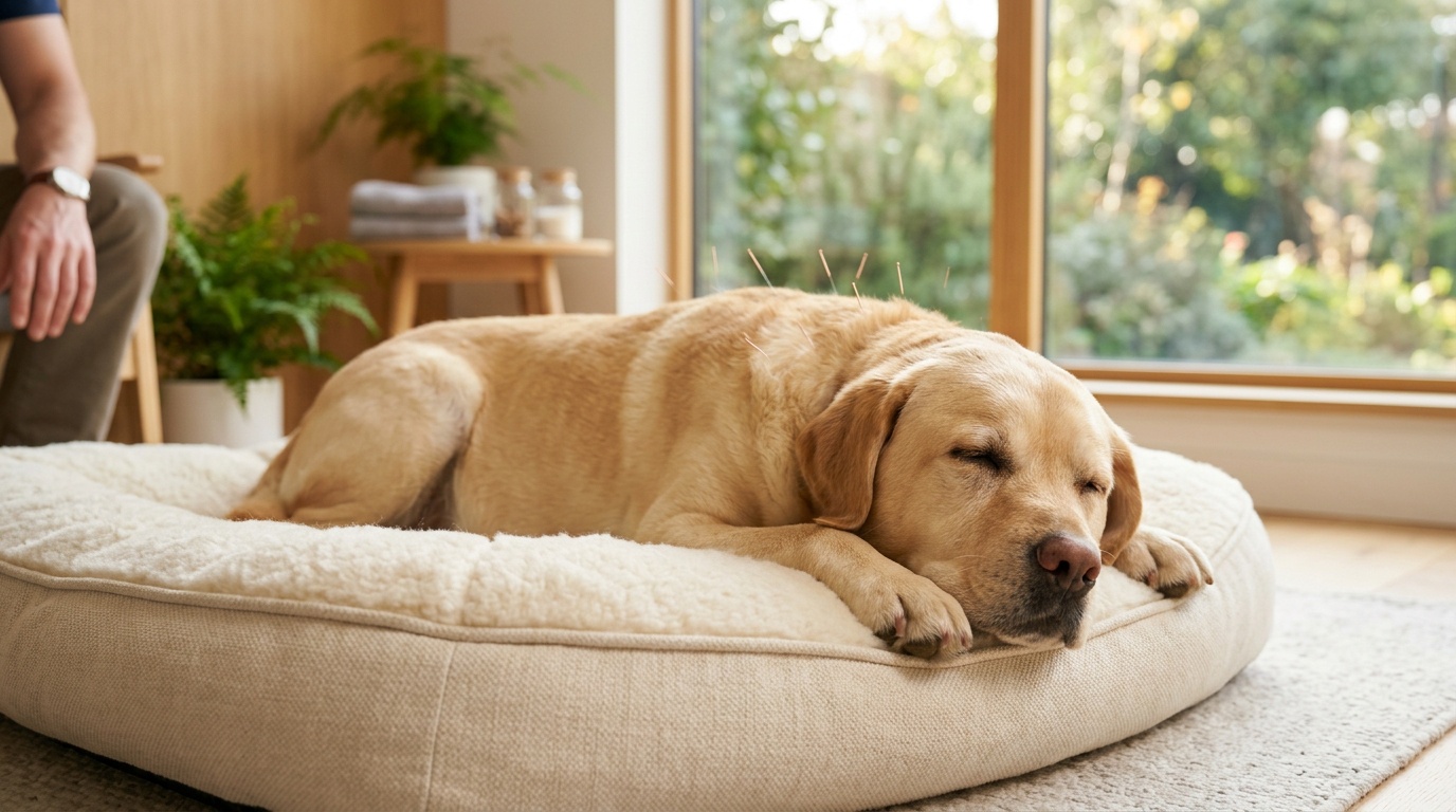 Calm senior dog relaxing