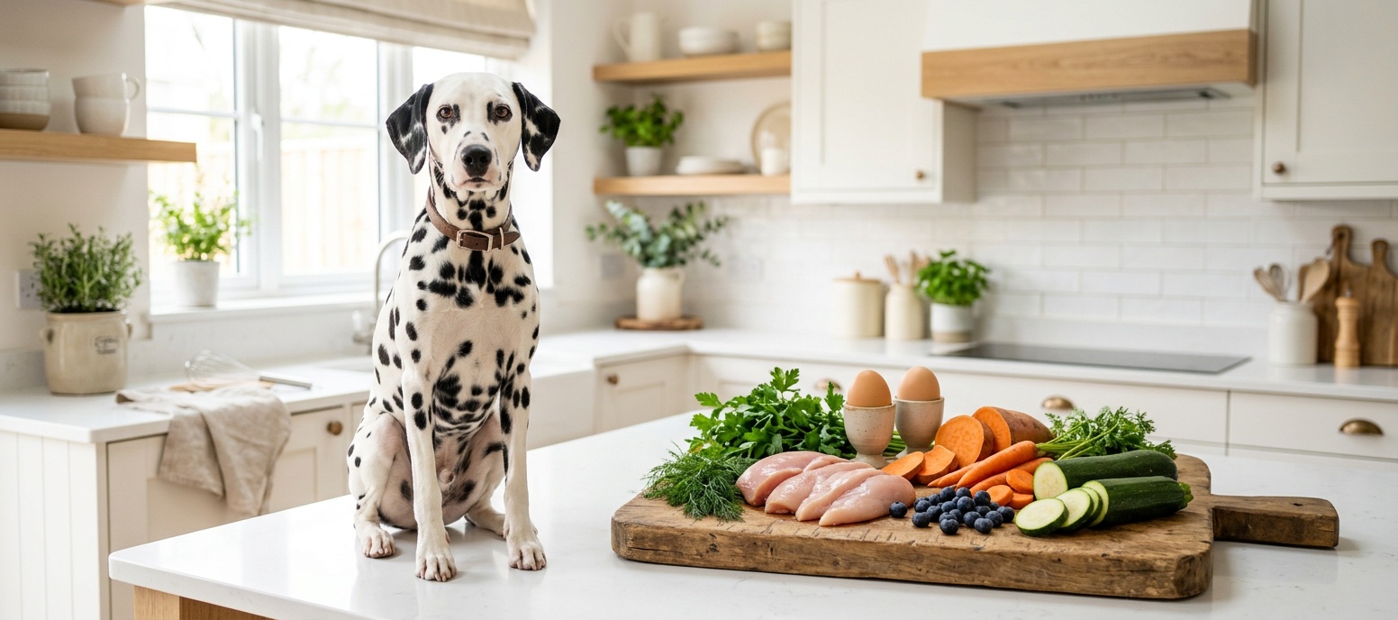 Dalmatian dog resting outdoors