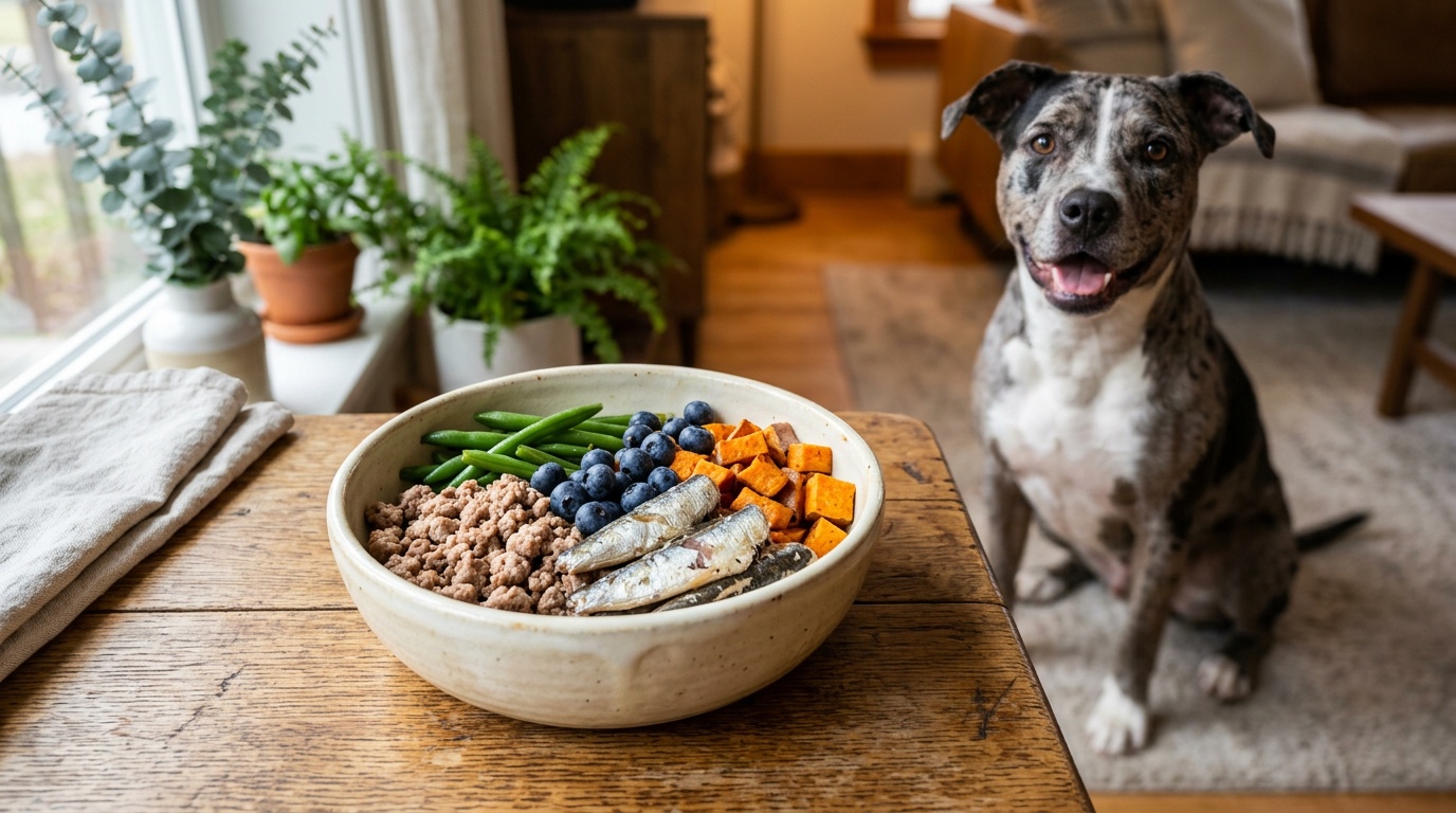 Happy mixed breed dog