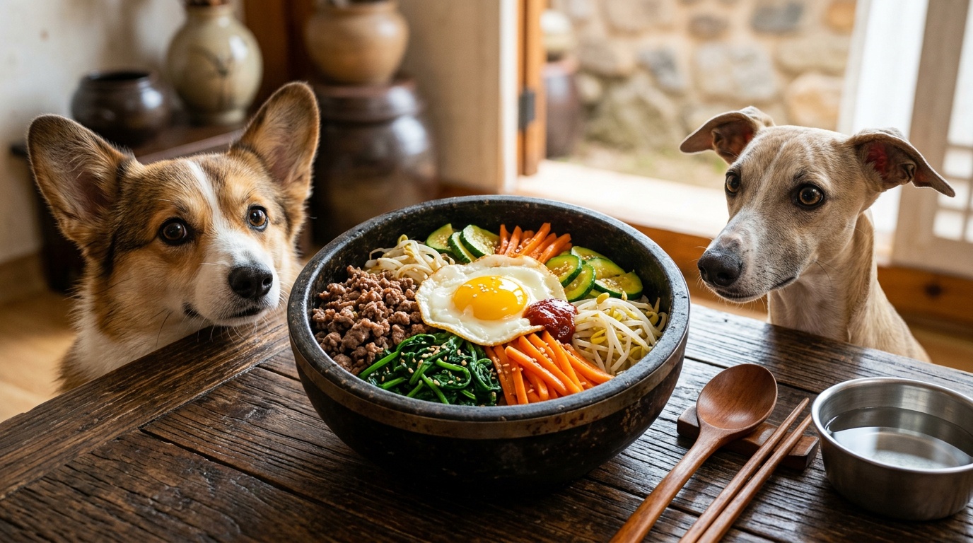 Korean Beef Bibimbap for Dogs — colourful mixed rice bowl