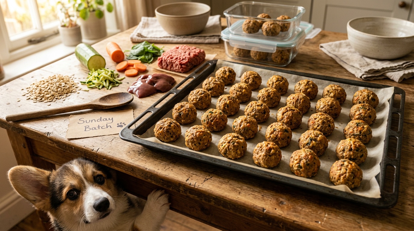 Homemade beef meatballs for dogs