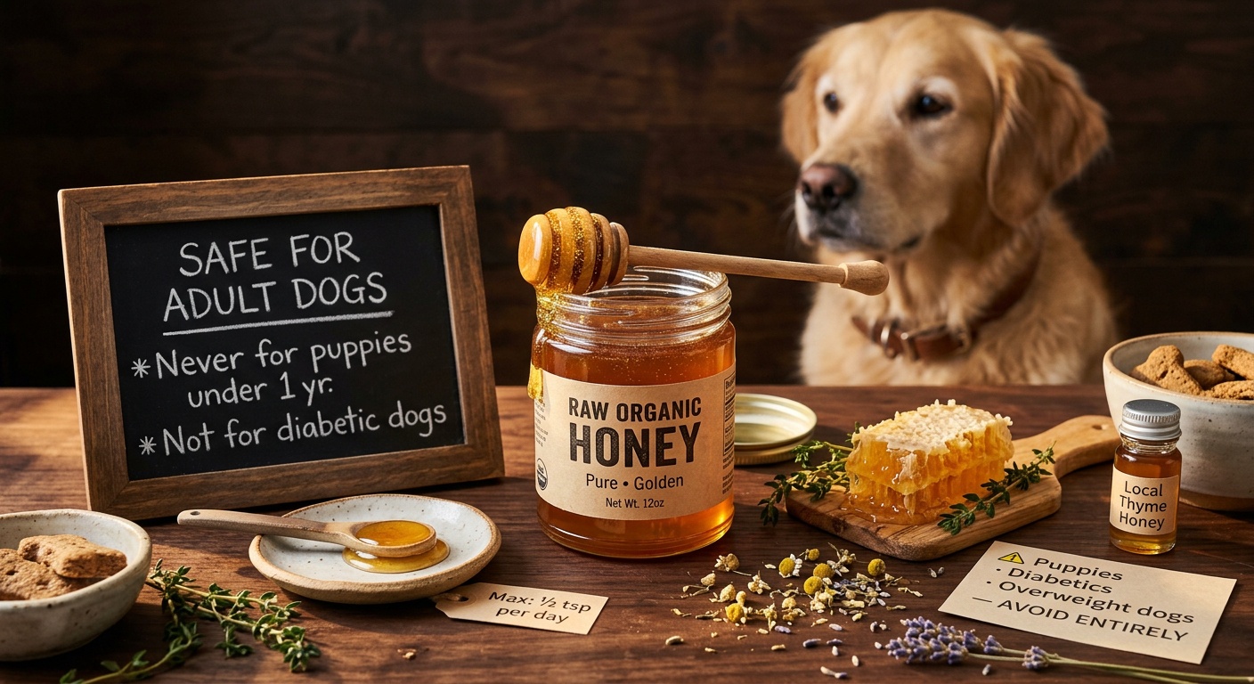 Jar of raw honey with honeycomb