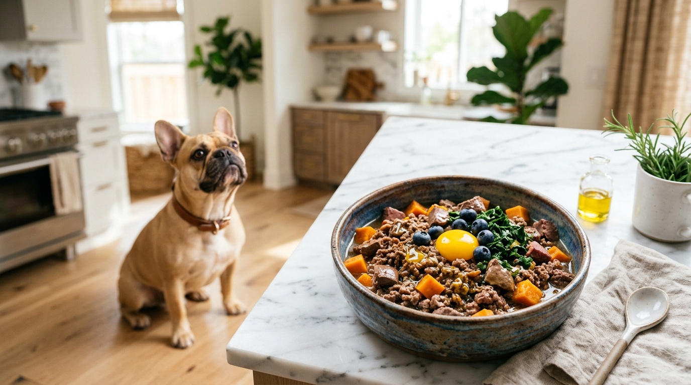 Beef mince and sweet potato dog bowl