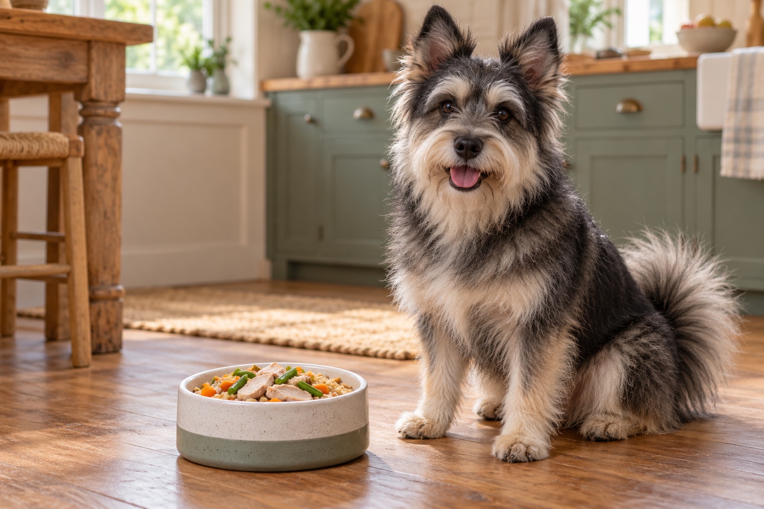 German Spitz and Miniature Schnauzer mixed-breed dog
