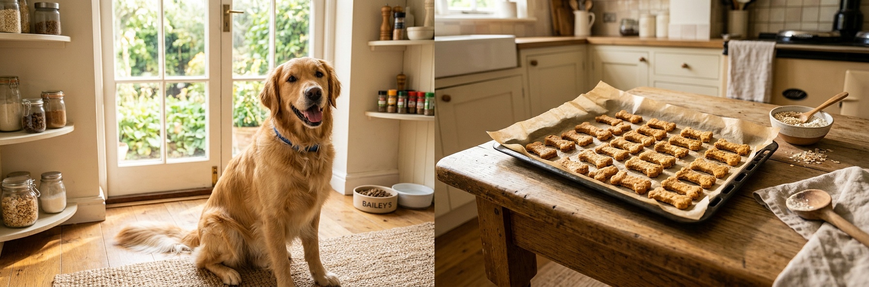 Homemade dog treats baked on a tray