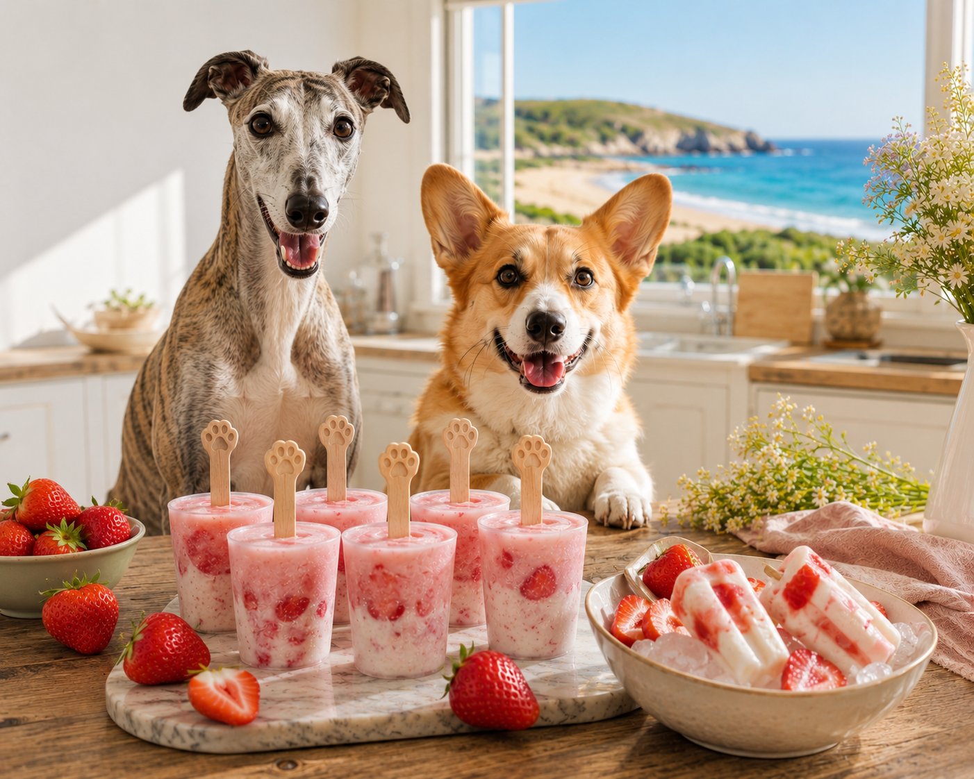 Fresh strawberries for dog-safe frozen pup pops